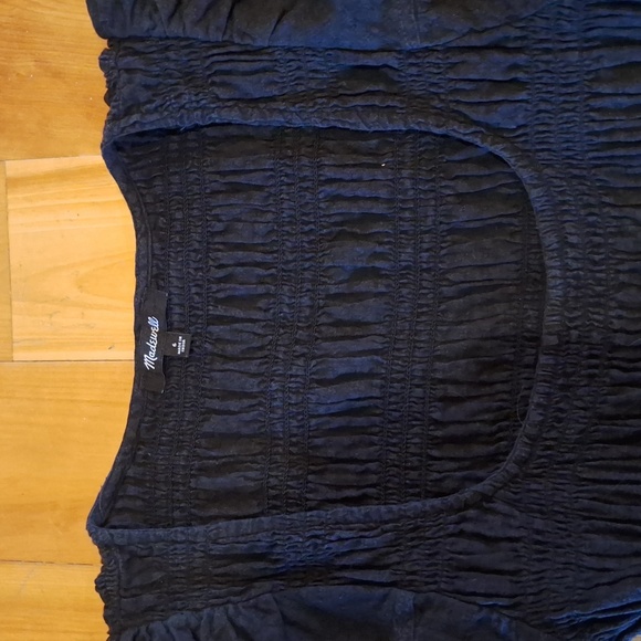 Madewell Lucie Puff Sleeve Cotton Midi Dress Black Size 6 - Picture 6 of 10